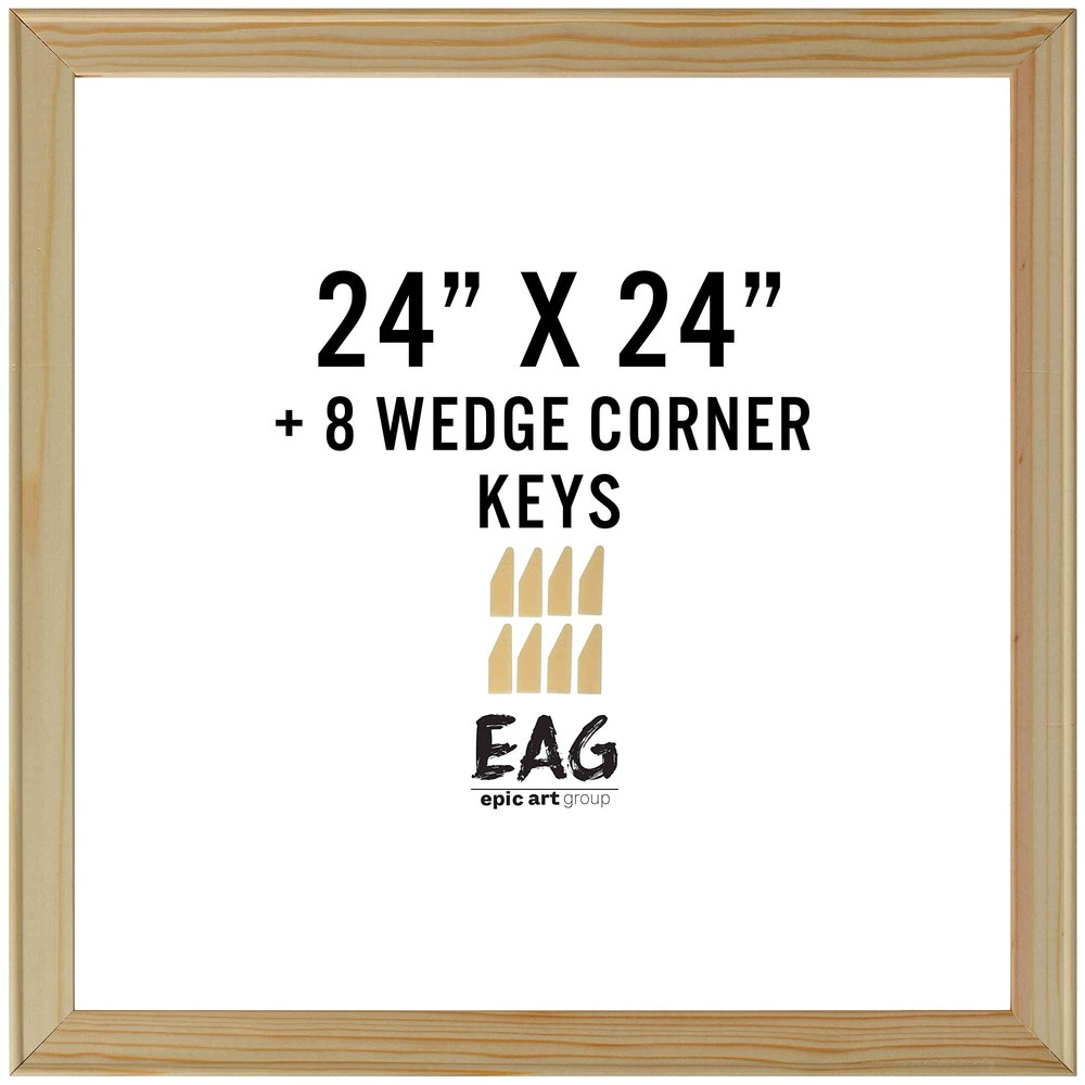 Bliss Solid Wood Stretcher Bar DIY Kit 3/4" Deep with Plastic Keys for Canvas Art or Needlepoint,24"x24"