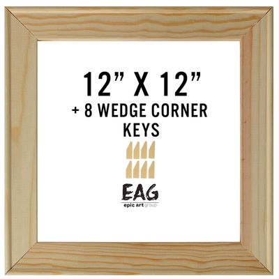 Bliss Solid Wood Stretcher Bar DIY Kit 3/4" Deep with Plastic Keys for Canvas Art or Needlepoint, 12" x 12"
