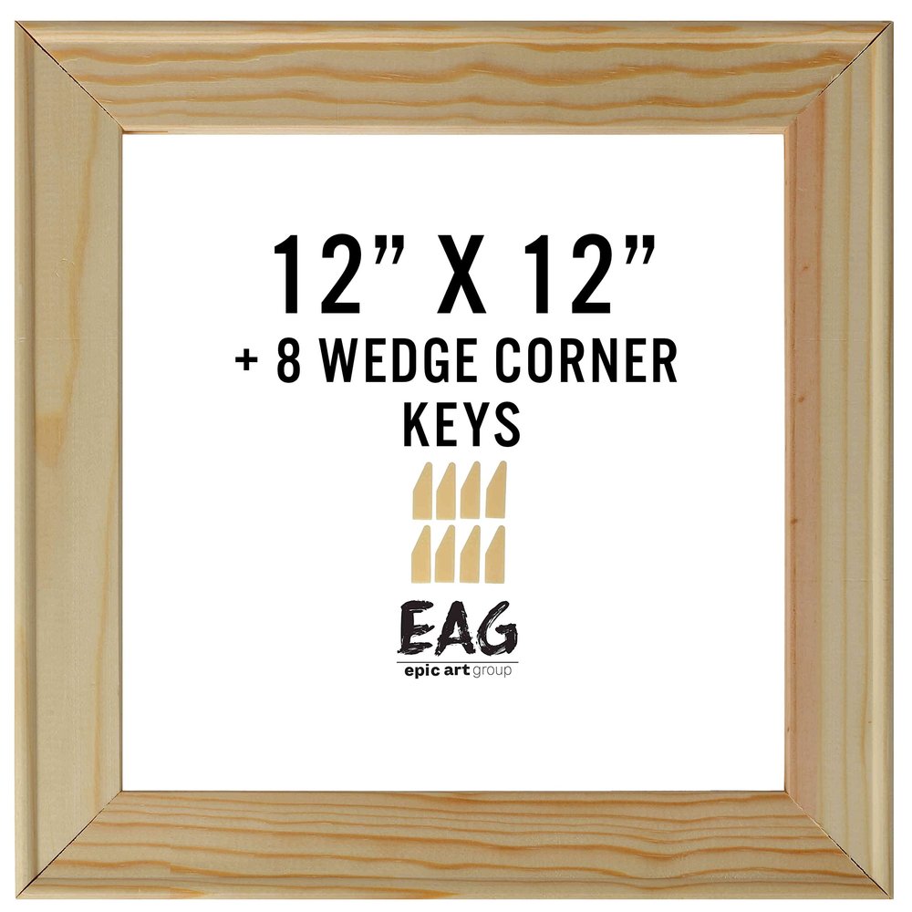 Bliss Solid Wood Stretcher Bar DIY Kit 3/4" Deep with Plastic Keys for Canvas Art or Needlepoint, 12" x 12"