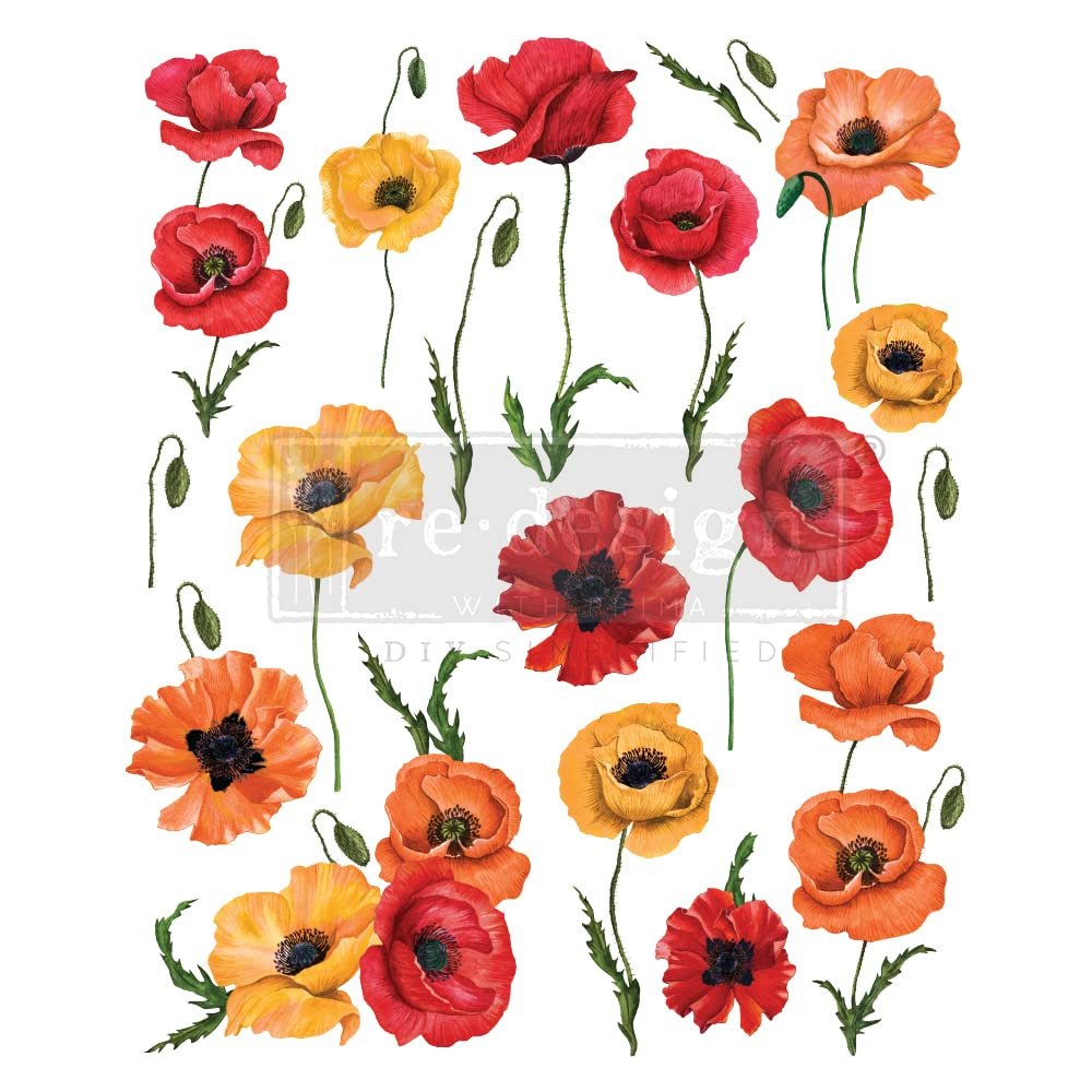 Redesign with Prima Poppy Gardens Design Size 24''x30'' Furniture Transfer Bathroom Nightstands Table Decor Transfers Wall Decals St. Patrick's Day, Easter Decorations, Great Mother Gifts