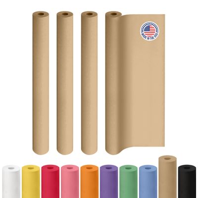 Brown Kraft Paper Roll 48" x 2160" (180 feet), Pack of 4 - USA-Made Brown Packing Paper 30lb Thickness for Moving, Shipping, Crafts/Arts - 100% Recycled Natural Wrapping Material by IDL Packaging