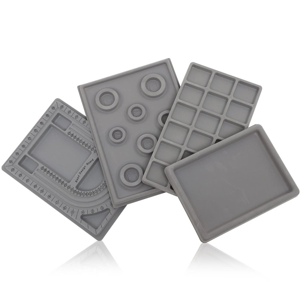 VICASKY 4pcs Bead Design Trays Measurement Board Jewelry Making Storage Box for Bracelets Necklaces Beading Supplies Organizer for Jewelry Craft