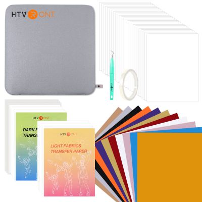 HTVRONT Automatic Heat Press Accessories - 52 Pcs Heat Press Supplies for Intelligent Press Machine, All-in-One Starter Kit, Include Heat Transfer Material & Tools
