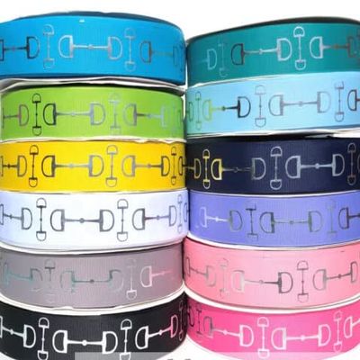 3yds 1.5" Silver Foil Snaffle Bits Equestrian Horse Show Preppy Grosgrain Ribbon (Pink)