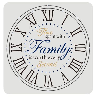 FINGERINSPIRE 11.8x11.8 in Family Clock Stencil - Create DIY Crafts with Time Spent Words Plastic Reusable Decor Stencil for Painting