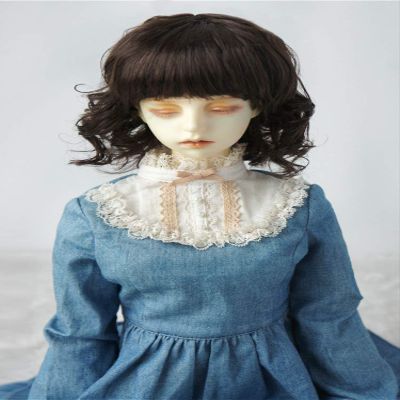 Jusuns Doll Wig JD260 8-9inch 21-23cm 1/3 Slight Lady Curls Synthetic Mohair BJD Wigs SD DOD Doll Accessories (Coffce Black)