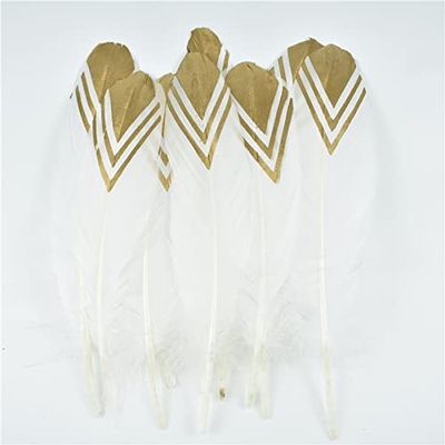 Zamihalaa - Gold Dipped Natural White Feathers for Crafts DIY Decor Feathers for Crafts Wedding Feathers for Jewelry Making Plumes
