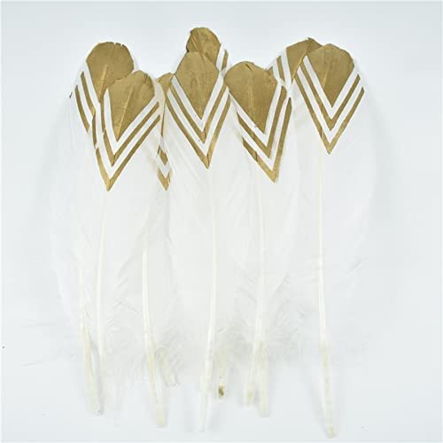 Zamihalaa - Gold Dipped Natural White Feathers for Crafts DIY Decor Feathers for Crafts Wedding Feathers for Jewelry Making Plumes