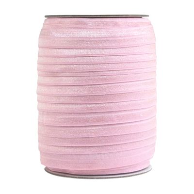 Bristlegrass Shiny Fold Over Elastic Band for Sewing 5/8" 15mm FOE Roll Spool Stretchy Ribbon for Hair Tie Headband Dress DIY Sewing Trim (B-5/8 Inch x 50 Yards,Rose Pink)