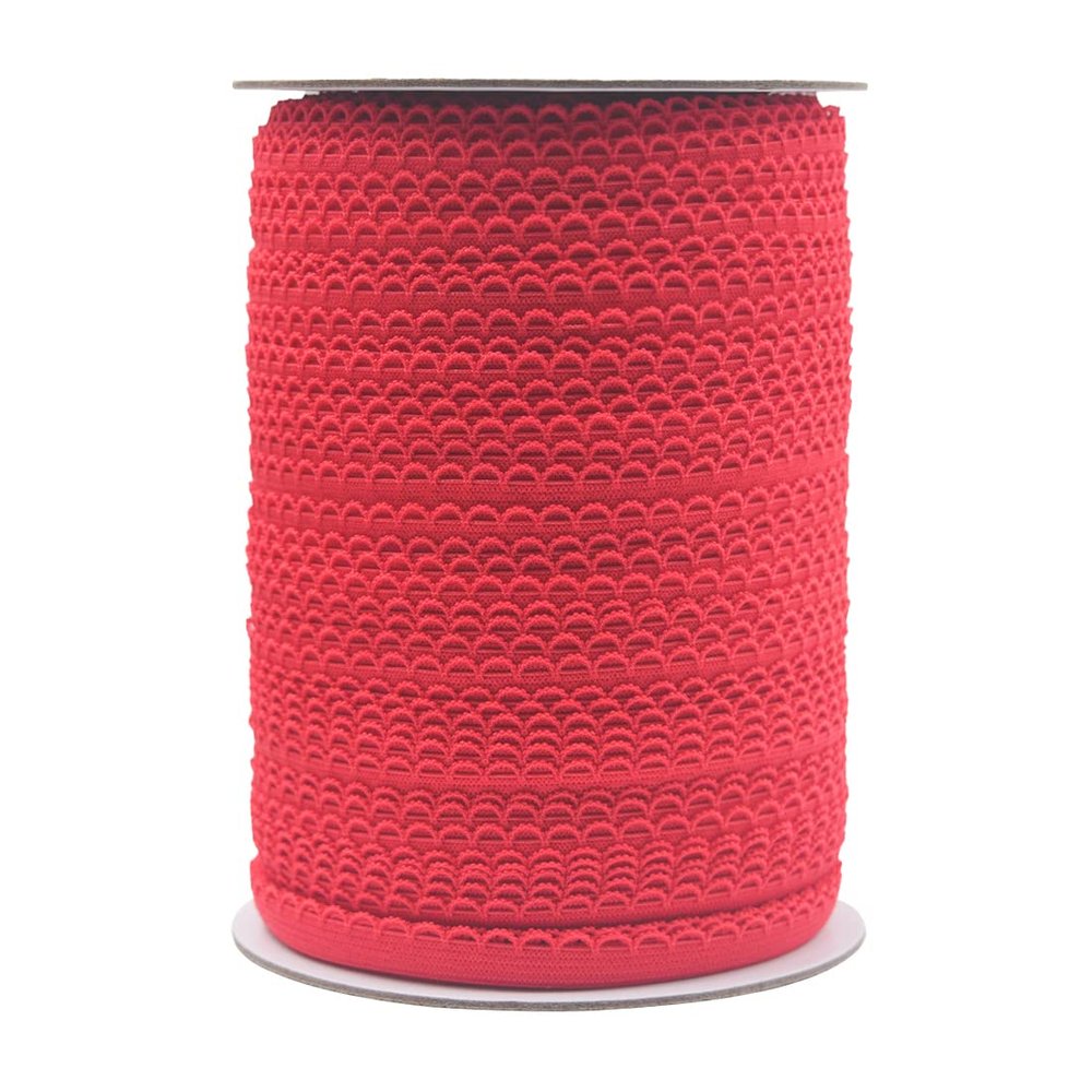 Bristlegrass Picot Loop Elastic Band for Sewing 3/8" 10mm Roll Spool Decorative Frilly Lace Stretchy Ribbon for Lingerie Underwear Sewing Trim (E-3/8 Inch x 50 Yards,RED)