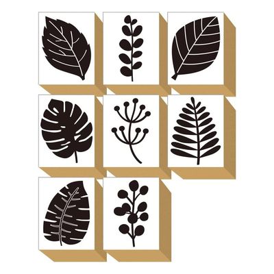 8 Pieces Wood Rubber Stamps Plant Decorative Leaf Monstera Green Design Set for DIY Crafting, Scrapbook, Painting, Letters Diary, Card Making, Gift WAKUWAKU Made in Japan Tokyo