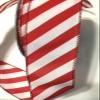 5 yds. White & RED Glitter Candy Cane Stripes Wire Edge Ribbon 2 1/2" Wide view 1
