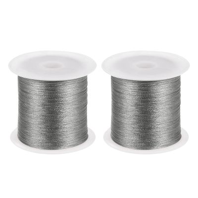 HARFINGTON 2pcs 0.2mm Nylon Cord Satin Silk Trim Beading String Chinese Knotting Cord Hand Knitting String Bracelet Thread for Bracelets, Beading, DIY Making, Ornaments, Grey, 328ft