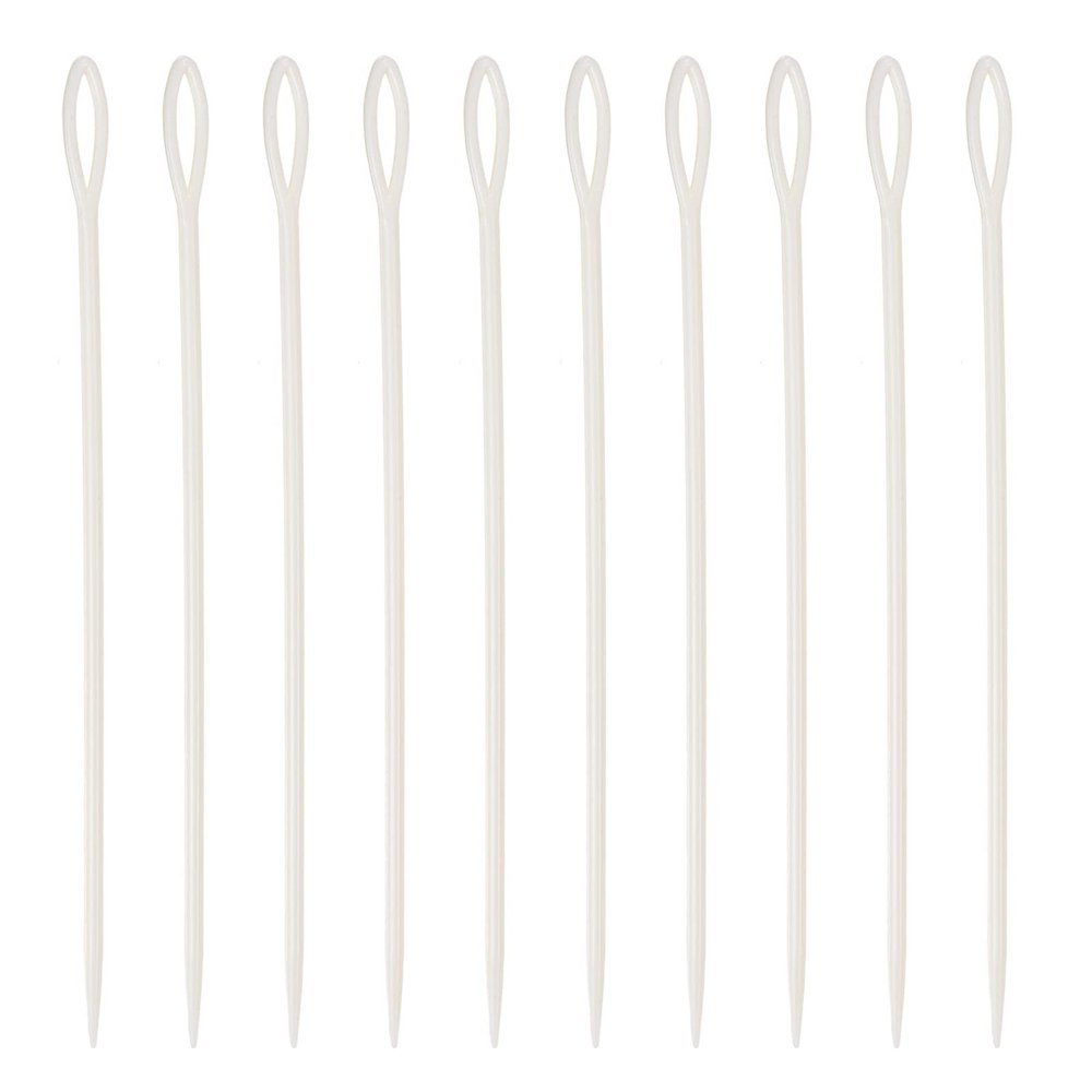 HARFINGTON 20pcs Plastic Sewing Needles, 15cm Length Large Eye Blunt Needles Learning Needles for Sewing Handmade Crafts DIY Notions Stitching, White