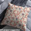 Feelyou Birds Fabric by The Yard, Farmhouse Cute Birds Floral Upholstery Fabric for Chairs, Nature Flowers Tree Branches Decorative Waterproof Outdoor Fabric, 1 Yard, Red Blue view 4