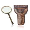 Antique Brass Magnifier Magnifying Glass Lens for Reading Soldering jewelries maps Great for Gifting 4 inch with Leather Case view 1