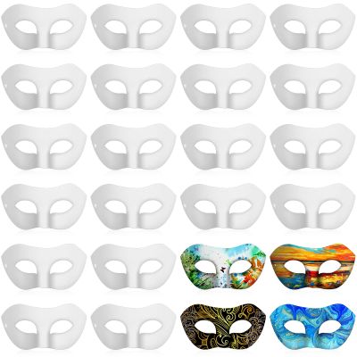 Leyndo 48 Pcs Paper Mache Masks Half Face White Masquerade Mask DIY Blank Mardi Gras Halloween Cosplay Party (Classic Style)