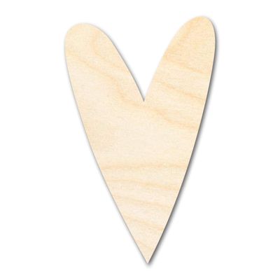 Unfinished Wood Primitive Heart Shape | Valentine's Day | Craft Cutout | Up to 46" 12" / 1/8"