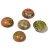 5pcs Natural Stone Cabochon Beads Jaspers Cameo Flat Back Bead for Jewelry Making Rings Earrings Necklace DIY,NO.16 Unakite,10mm view 1