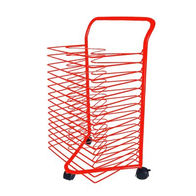 SOBS Mobile Art Drying Rack for Classrooms/Art Studio, Stackable 16 Flexible Shelves Art Rack Painting Panels Artwork Storage Shelves with Wheels, Metal Steel Powder Coated