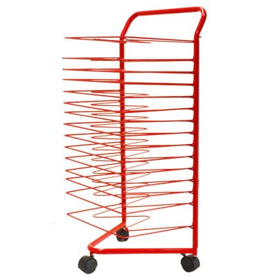 SOBS Mobile Art Rack Stackable Metal Steel Artwork Storage Display Rack Wire Art Drying Rack with 16 Shelves for Classroom Painting Crafts, Ideal for Schools and Art Clubs, Red (Size : 39x29x89cm)