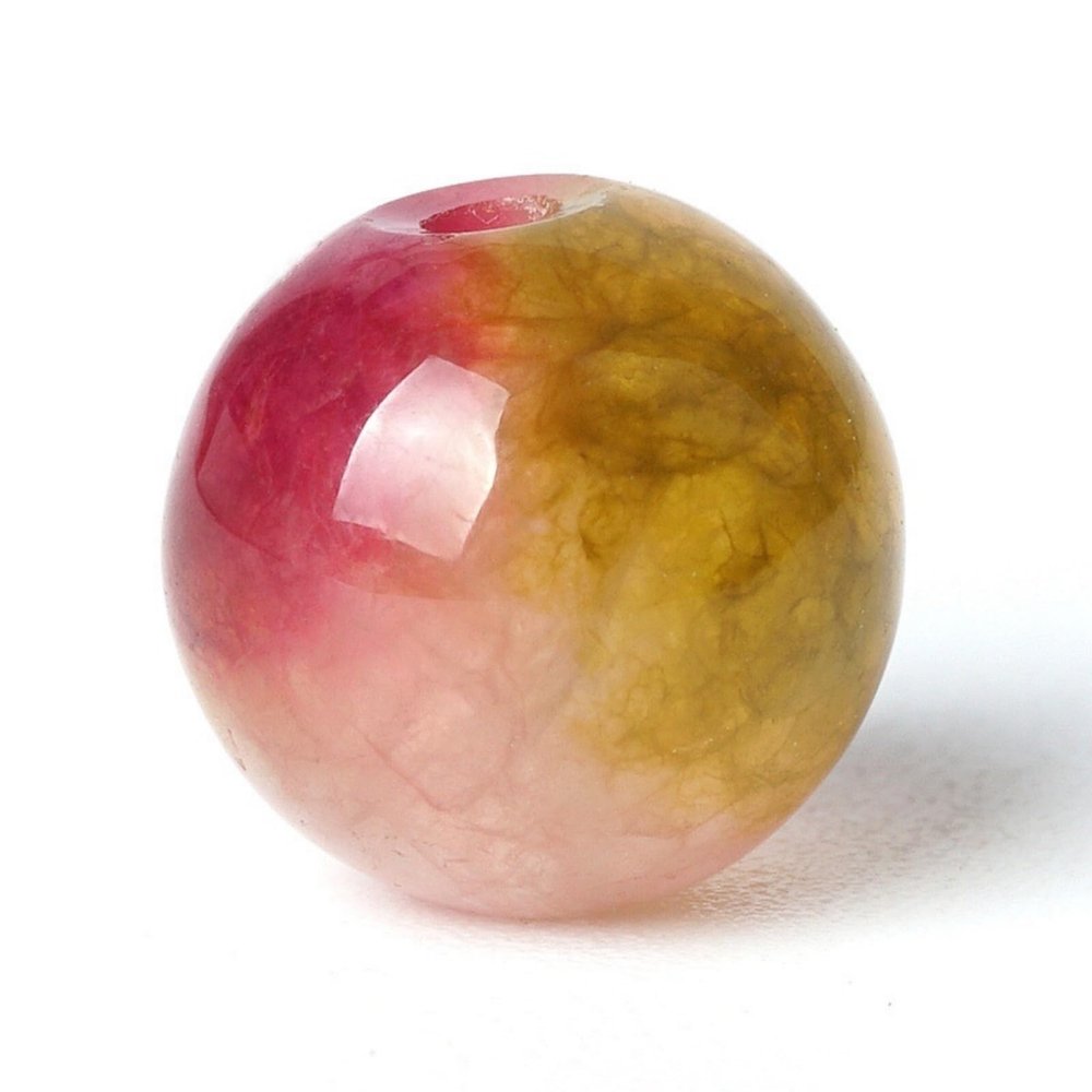 100Pcs Natural Stone 10mm Rose Red Jasper Round Loose Gemstone Energy Healing Beads Hole Size 1mm DIY Smooth Beads for Bracelet Necklace Earrings Jewelry Making