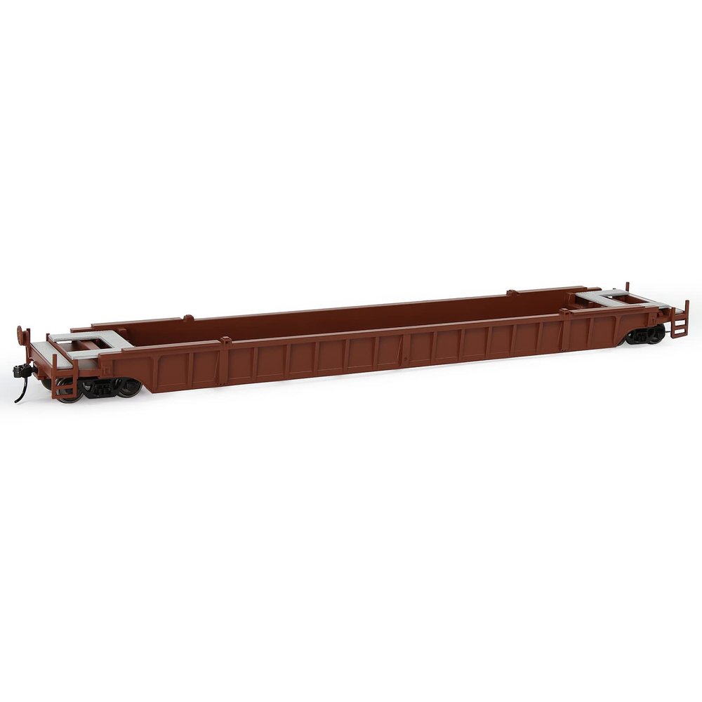 Evemodel C8759 1pc HO Scale 53ft Well Car 1:87 Concave Bottom 53' Flat Car Wagon (1pc - Brown)