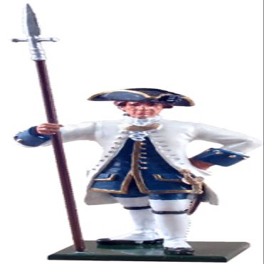 W. Britain Regiments Series 47042 French Marine Company Officer Standing with Pike 1754-1760 1:32 Scale Metal