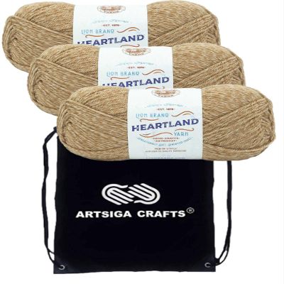 Lion Brand Heartland Indiana Dunes 136-128 (3-Skeins - Same Dye Lot) Worsted Medium #4 Acrylic Yarn for Crocheting and Knitting with Project Bag