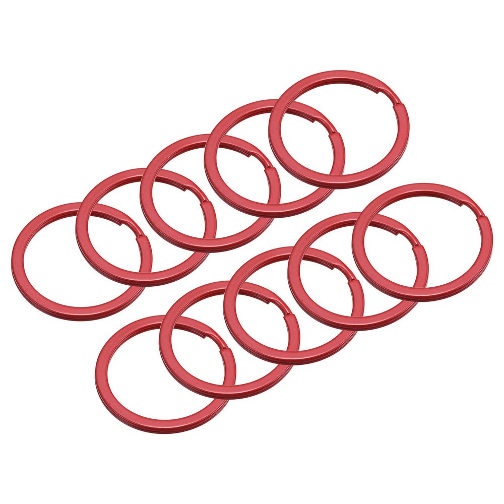 uxcell Split Keychain Rings, 30mm/1.2inch Round Flat Key Holder for Keys Organization, Decoration, Carbon Steel, Red, 24Pcs