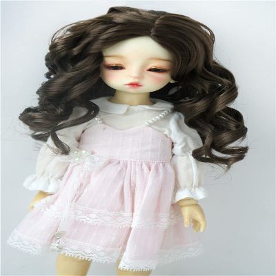 Jusuns JD340 6-7inch 16-18CM 1/6 YOSD Lady Roll Curly Girlish Sauvage Synthetic Mohair BJD Doll Wigs (Medium Brown)