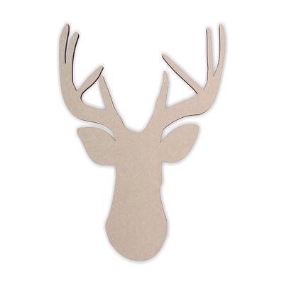Wooden Buck Head with Antlers -Wooden Cutout, Wall Art, Home Decor, Wall Hanging, Unfinished and Available in Many Sizes