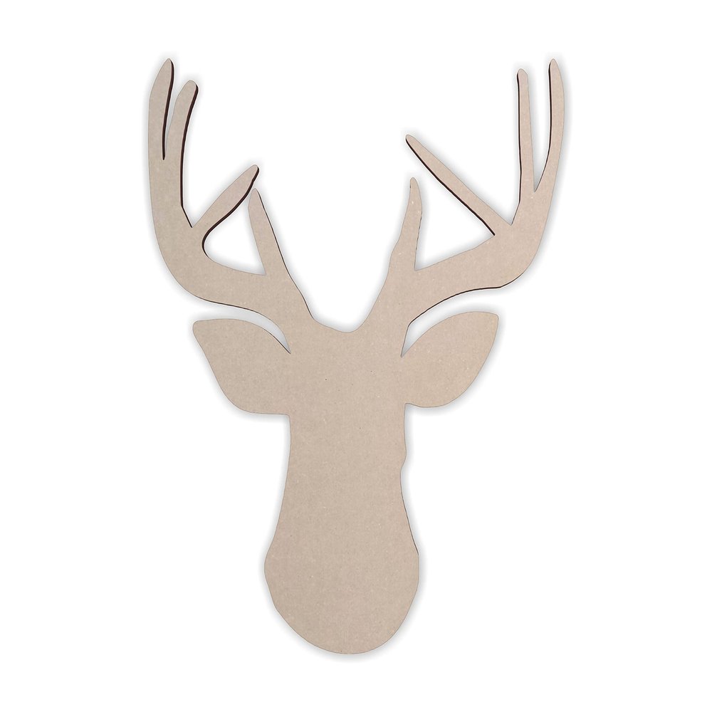 Wooden Buck Head with Antlers -Wooden Cutout, Wall Art, Home Decor, Wall Hanging, Unfinished and Available in Many Sizes