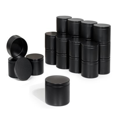 Aroparc Candle Tins 8oz with Lids, 24 Pack Seamless Round Metal Candle Jars, Bulk Empty Containers for DIY - Black
