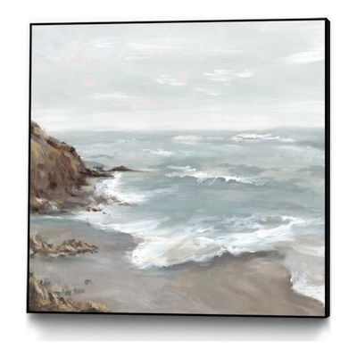 Giant Art Canvas 20x20 Beautiful Bay Framed in Multi-Color