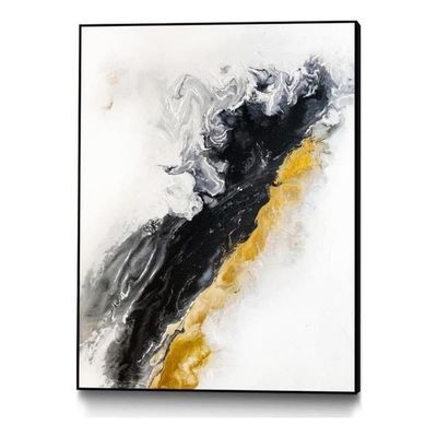 Giant Art Canvas 24x32 Pink Black And Grey -2 Framed in Multi-Color