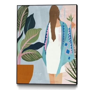 Giant Art Canvas 24x32 Plant Lady II Framed in White