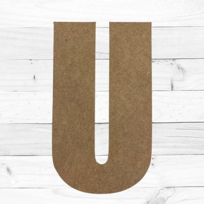 22" Wooden Craft Letter U Unfinished, Impact Font, Craft Cutout on 1-4" MDF