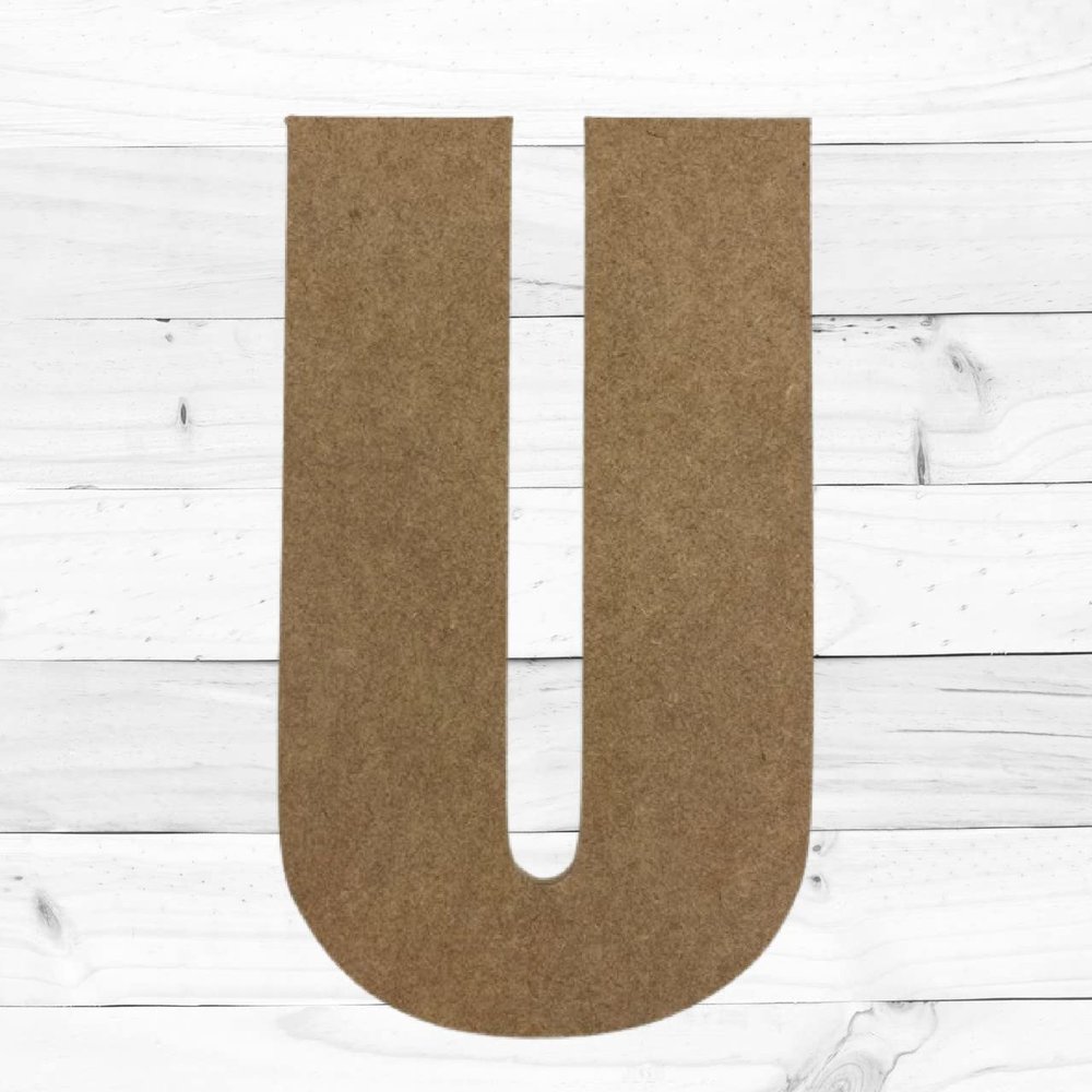 22" Wooden Craft Letter U Unfinished, Impact Font, Craft Cutout on 1-4" MDF