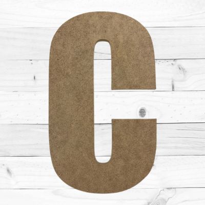 24" Wooden Craft Letter C Unfinished, Impact Font, Craft Cutout on 1-4" MDF
