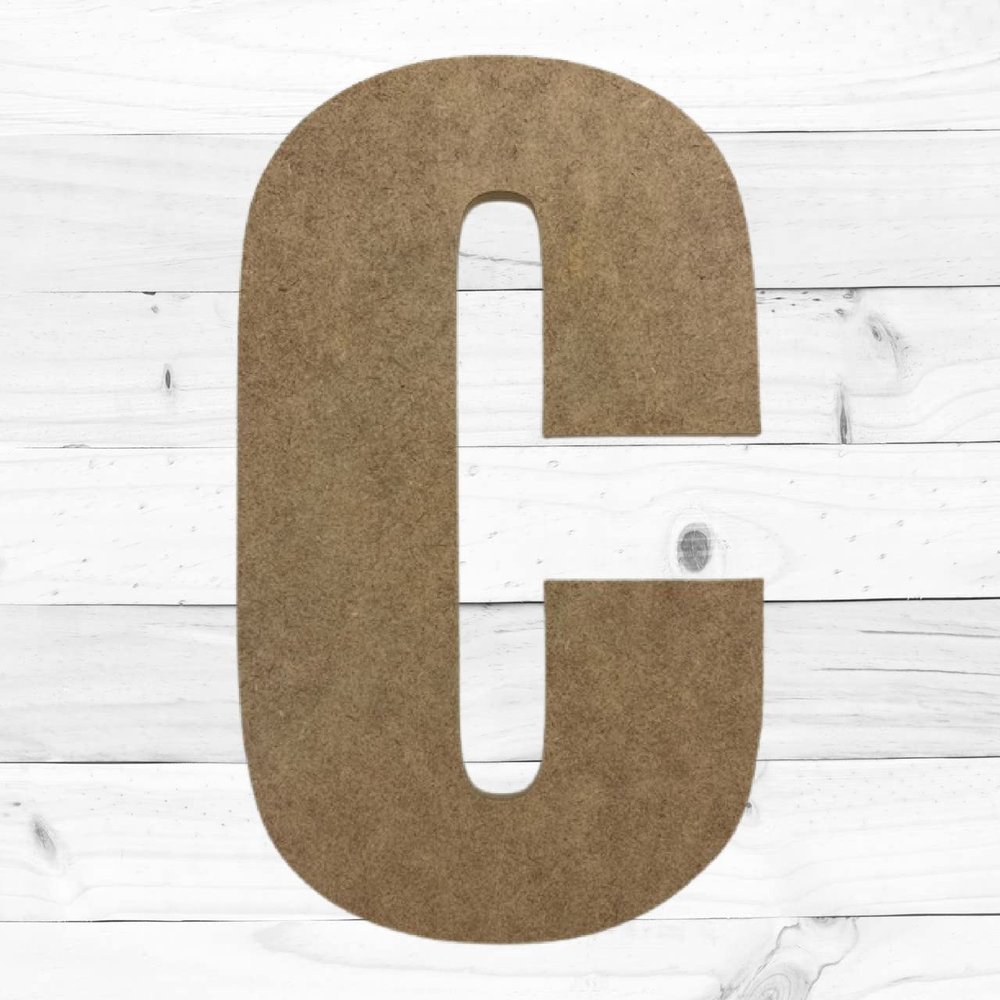 24" Wooden Craft Letter C Unfinished, Impact Font, Craft Cutout on 1-4" MDF
