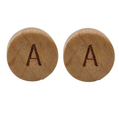 Arakierst 50pcs Wood Round Flat Letter Bead for Pen A 15mm Beech Wood Oblate Alphabet Beads for Keychain Making Name DIY Farmhouse Handicraft Woman Jewelry