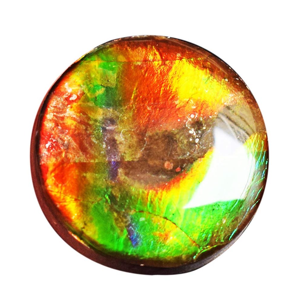 SilverO Natural Canadian Ammolite Fire Cabochon Green Blue Flashy Size 23x23x6 MM Pendant Making Stone Ammolites Can Increase Stamina and Relieve Trauma AG-14916