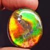 SilverO Natural Canadian Ammolite Fire Cabochon Green Blue Flashy Size 23x23x6 MM Pendant Making Stone Ammolites Can Increase Stamina and Relieve Trauma AG-14916 view 3