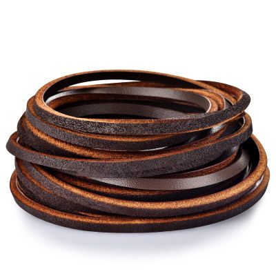 TeeLiy 3mm Flat Genuine Leather Cord, Leather Lace Strip Cord Braiding String for Jewelry Making, Leather Shoe Lace, Arts & Crafts (Dark Brown2)