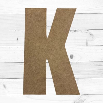 8" Wooden Craft Letter K Unfinished, Impact Font, Craft Cutout on 1-4" MDF
