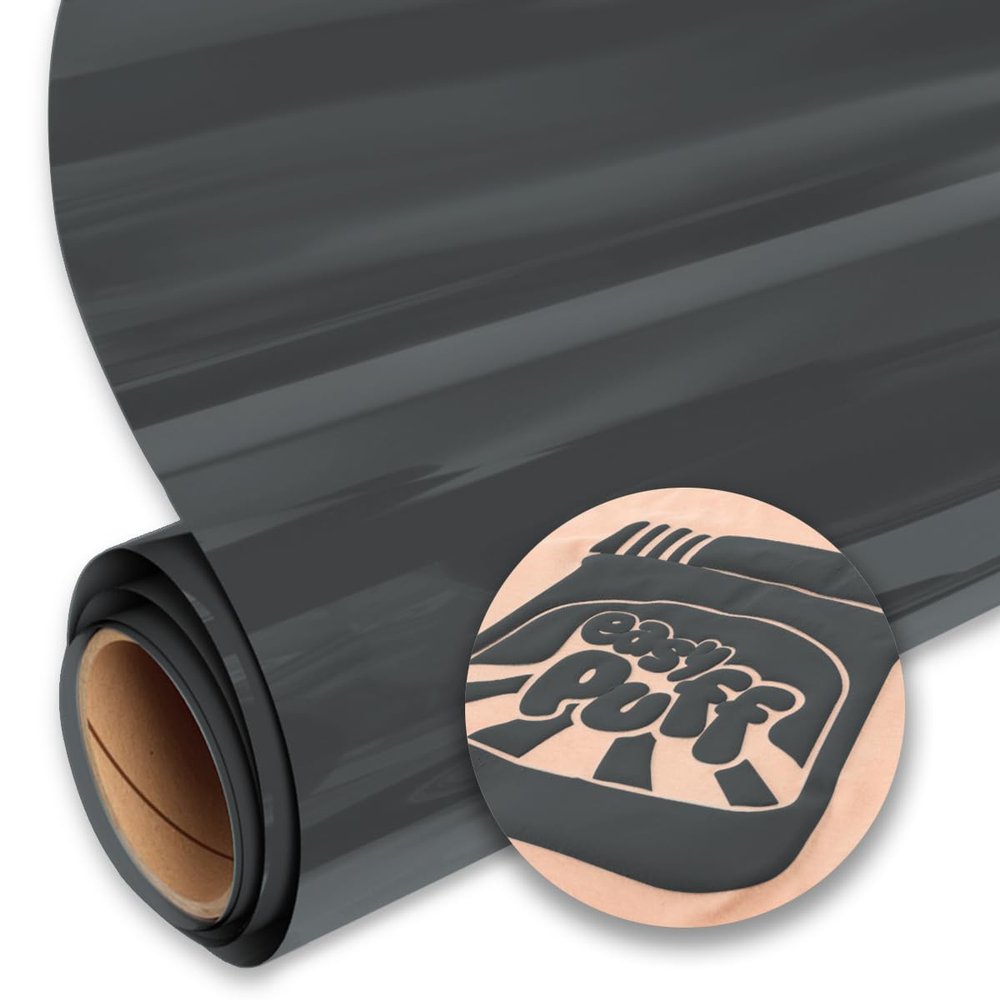 Siser Easy Puff HTV 11.8"x50yd - Puffy Heat Transfer Vinyl (Black) - Compatible with Siser, Cricut, and Silhouette Cutters CPSIA Certified