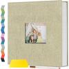 Popotop Photo Album Self Adhesive with Picture Display Window,40 Pages DIY Scrapbooking Supplies Kit for 4x6 8x10 Picture,Linen Cover Memory Book for Baby Wedding, with Scraper and Metallic Pen view 1