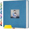 Popotop Photo Album Self Adhesive with Picture Display Window,60 Pages DIY Scrapbooking Supplies Kit for 4x6 10x12 Picture,Linen Cover Memory Book for Baby Wedding, with Scraper and Metallic Pen view 1