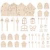Craft Supplies & Materials 48pcs Fairy Door and Window Cutouts Unpainted Fairy Mini Door Wooden Pieces Miniature DIY Craft Embellishments for Party Decoration Craft Supplies view 1